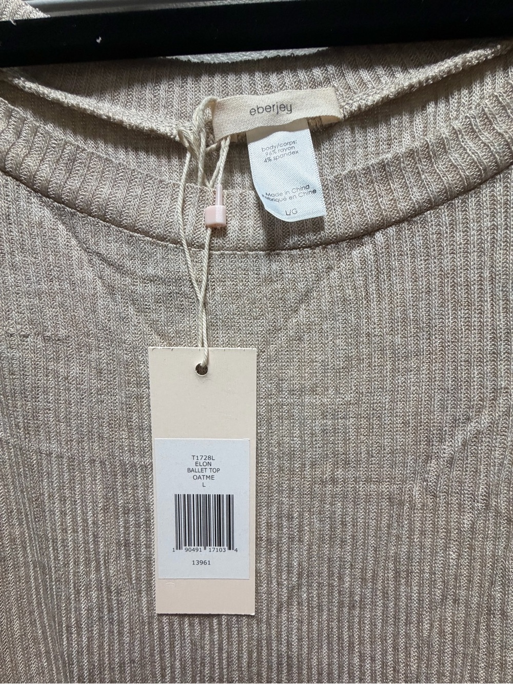 Eberjey Elon Oatmeal Ribbed batwing top
